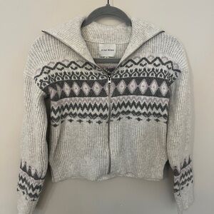 Pink Rose Women's Cream and Gray Patterned Cardigan